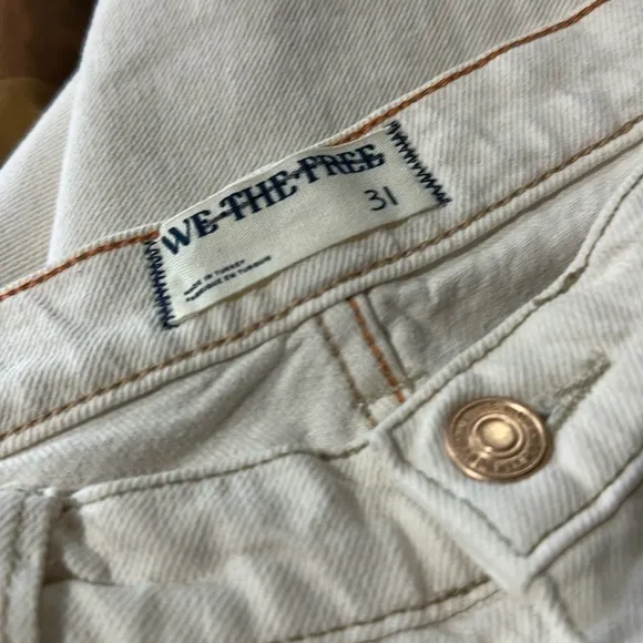 NWT  Free People x We The Free Tinsley Baggy High Rise Jeans in White/Ecru