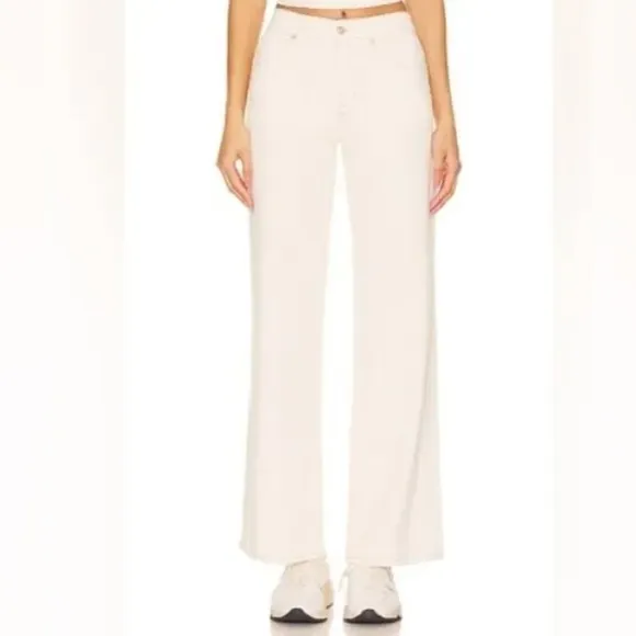 NWT  Free People x We The Free Tinsley Baggy High Rise Jeans in White/Ecru