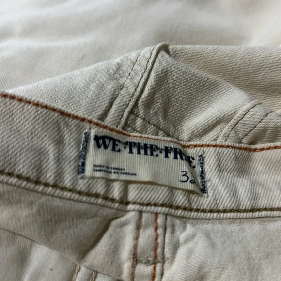 NWT  Free People x We The Free Tinsley Baggy High Rise Jeans in White/Ecru