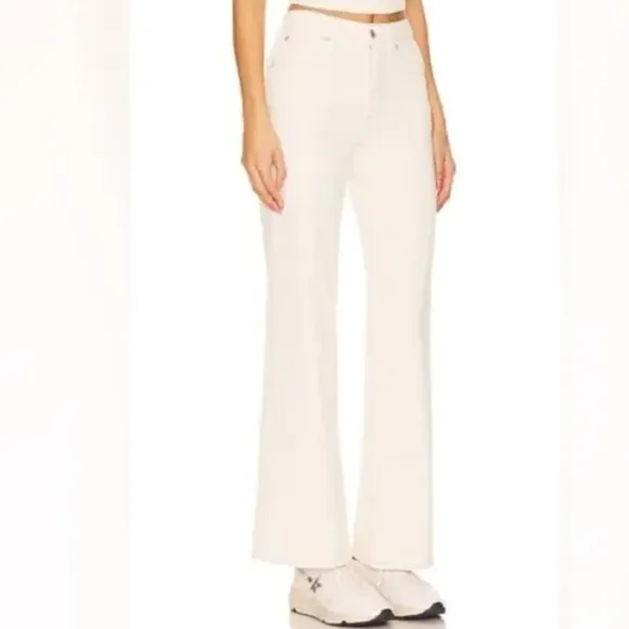 NWT  Free People x We The Free Tinsley Baggy High Rise Jeans in White/Ecru