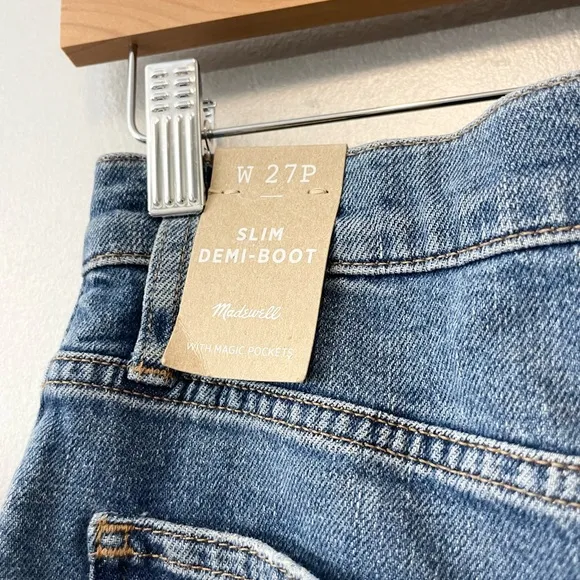 NWT Madewell Slim Demi-Boot Jeans High Rise Petite 27 4 27P Enright Wash Hemp