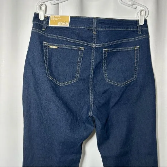 NWT Michael Kors Jeans Women’s Size 14 Selma Bootcut High Rise Gold Buttons