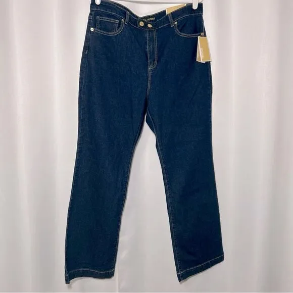 NWT Michael Kors Jeans Women’s Size 14 Selma Bootcut High Rise Gold Buttons