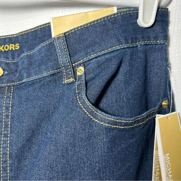 NWT Michael Kors Jeans Women’s Size 14 Selma Bootcut High Rise Gold Buttons