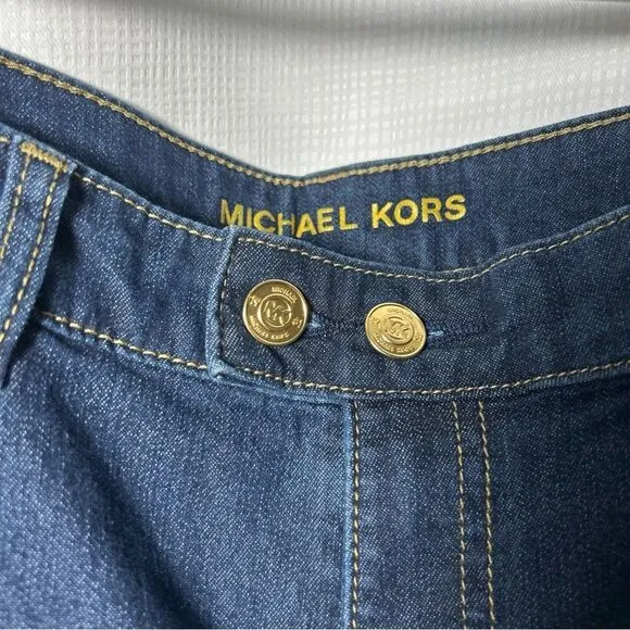 NWT Michael Kors Jeans Women’s Size 14 Selma Bootcut High Rise Gold Buttons