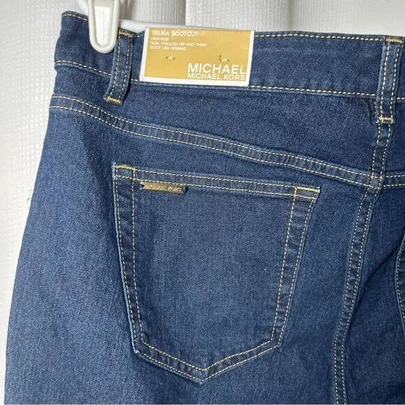 NWT Michael Kors Jeans Women’s Size 14 Selma Bootcut High Rise Gold Buttons