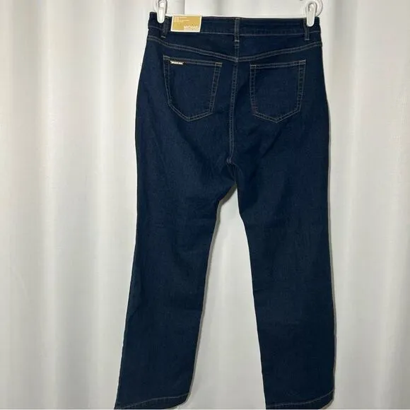 NWT Michael Kors Jeans Women’s Size 14 Selma Bootcut High Rise Gold Buttons