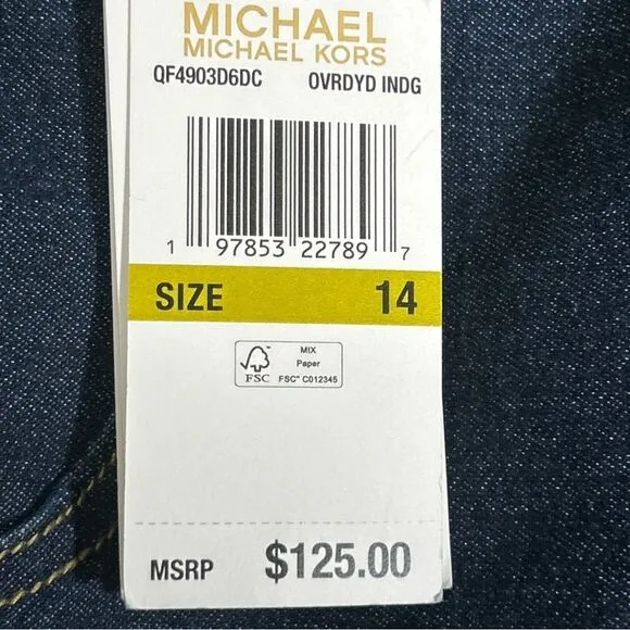 NWT Michael Kors Jeans Women’s Size 14 Selma Bootcut High Rise Gold Buttons