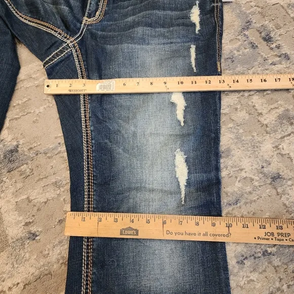 NWT Seven7 Lane Bryant Bootcut Distressed Jeans Contrast Stitching Sz 18 Midrise
