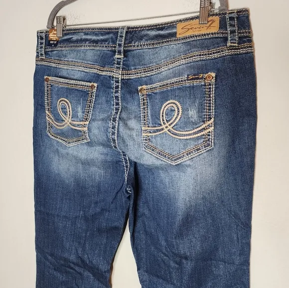 NWT Seven7 Lane Bryant Bootcut Distressed Jeans Contrast Stitching Sz 18 Midrise