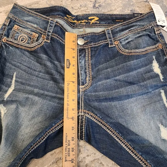 NWT Seven7 Lane Bryant Bootcut Distressed Jeans Contrast Stitching Sz 18 Midrise