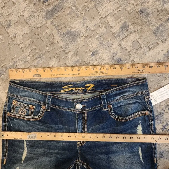 NWT Seven7 Lane Bryant Bootcut Distressed Jeans Contrast Stitching Sz 18 Midrise