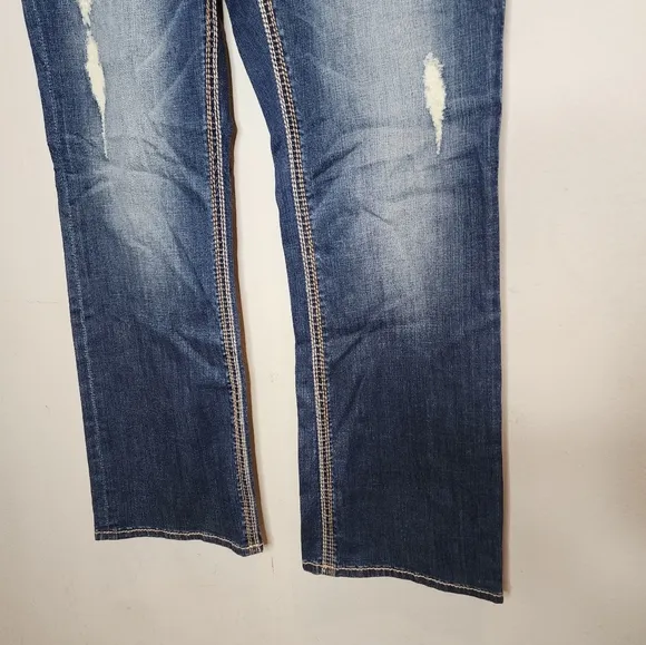 NWT Seven7 Lane Bryant Bootcut Distressed Jeans Contrast Stitching Sz 18 Midrise
