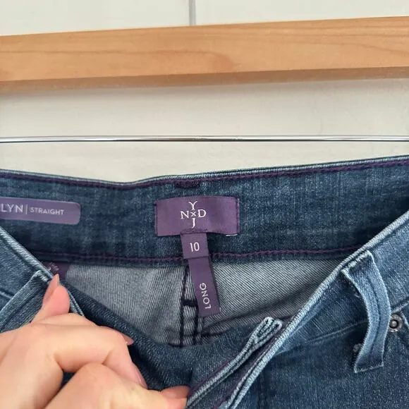 NYDJ Marilyn Straight High Rise Jeans Blue 10L