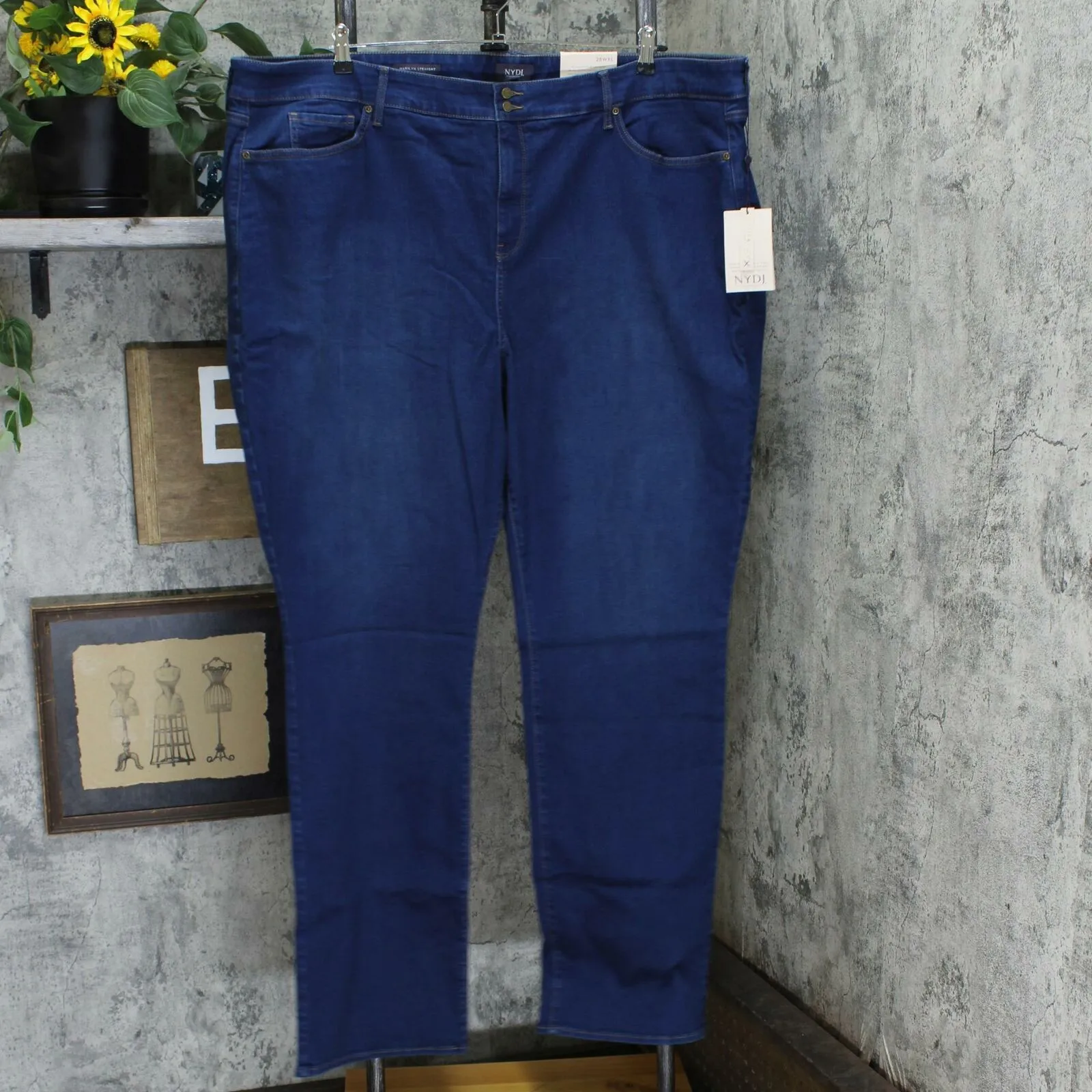 NYDJ Plus Tall Marilyn Straight-Leg Jeans With Double Button