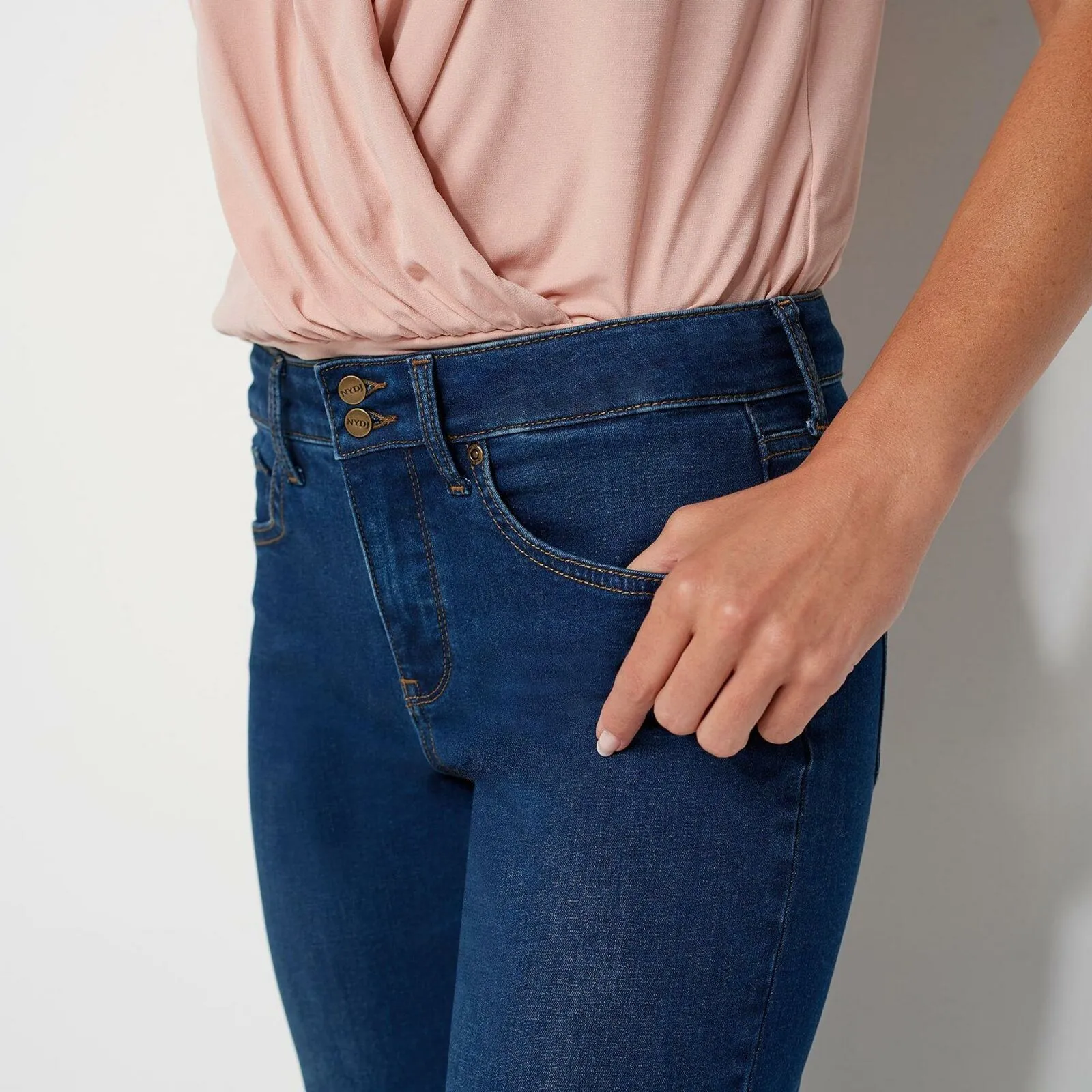 NYDJ Plus Tall Marilyn Straight-Leg Jeans With Double Button