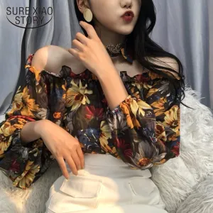 Off Shoulder Flower Shirts