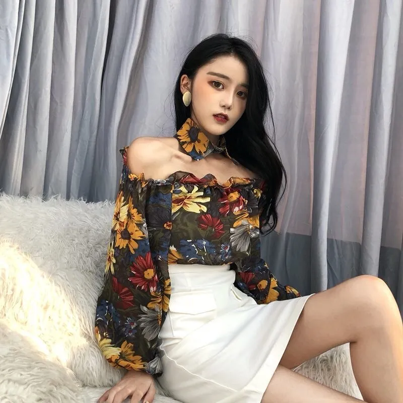 Off Shoulder Flower Shirts