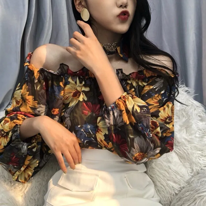 Off Shoulder Flower Shirts