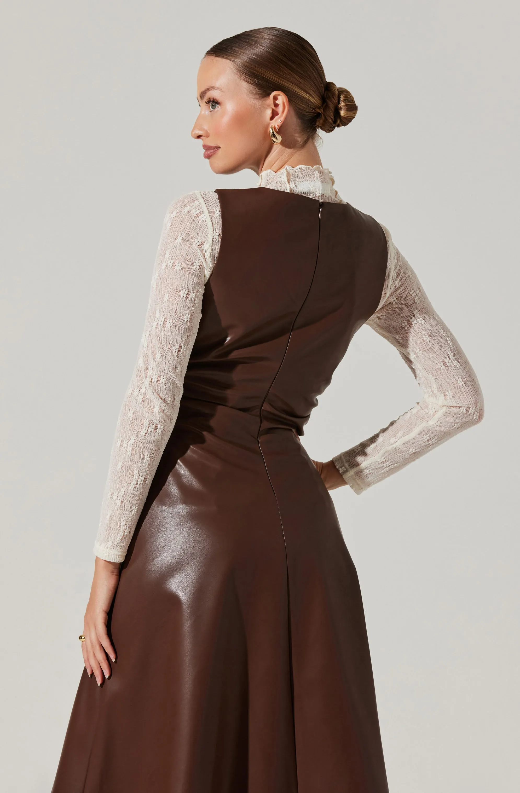 Omaira Faux Leather Midi Dress