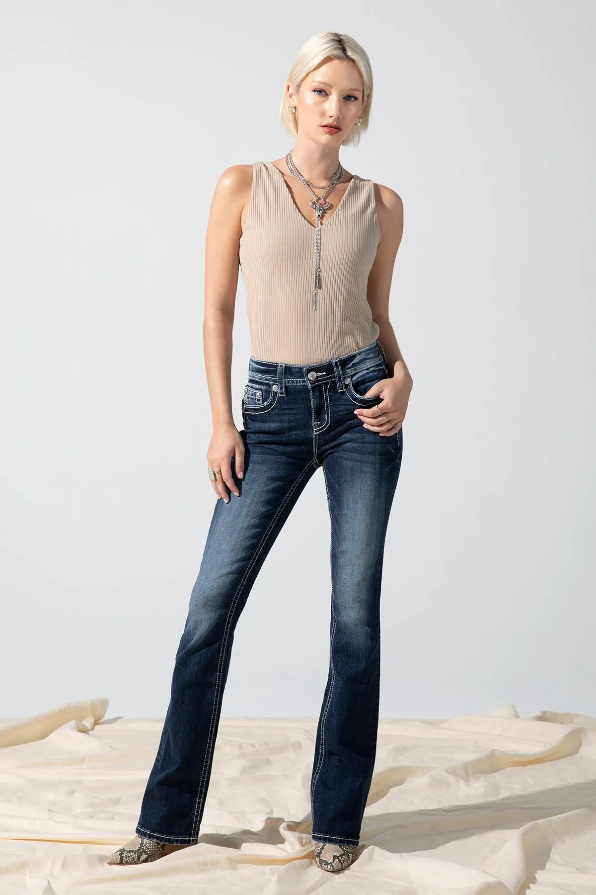 Ombre Wing Bootcut Jeans