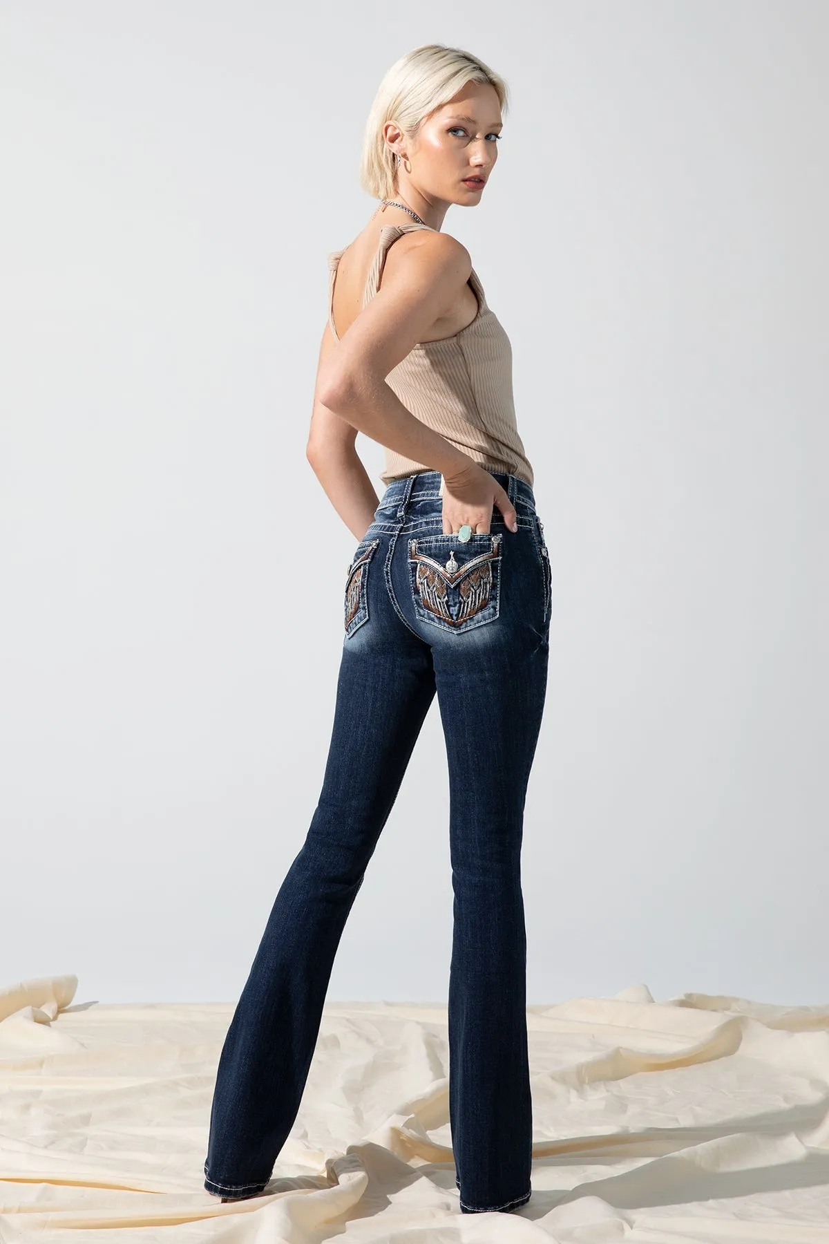 Ombre Wing Bootcut Jeans