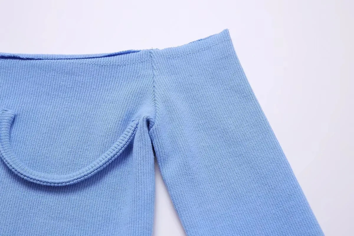 One-shoulder Collar Slim Long-sleeved T-shirt