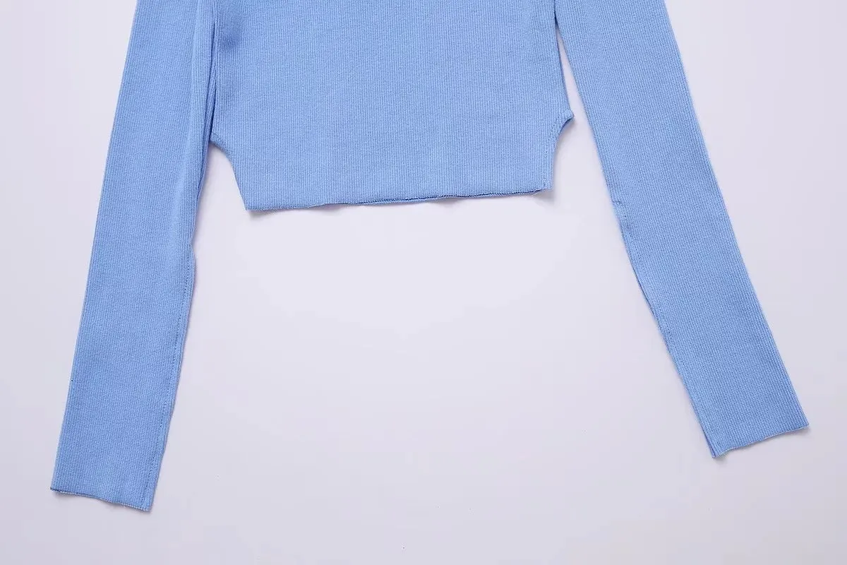 One-shoulder Collar Slim Long-sleeved T-shirt