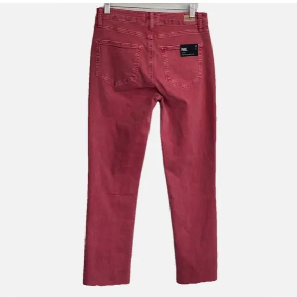 PAIGE CINDY High Rise Straight Ankle Raw Hem Jeans Size: 30