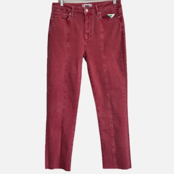 PAIGE CINDY High Rise Straight Ankle Raw Hem Jeans Size: 30