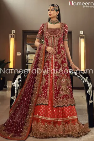Pakistani Bridal Red Dress with Embroidered Gown #BB121