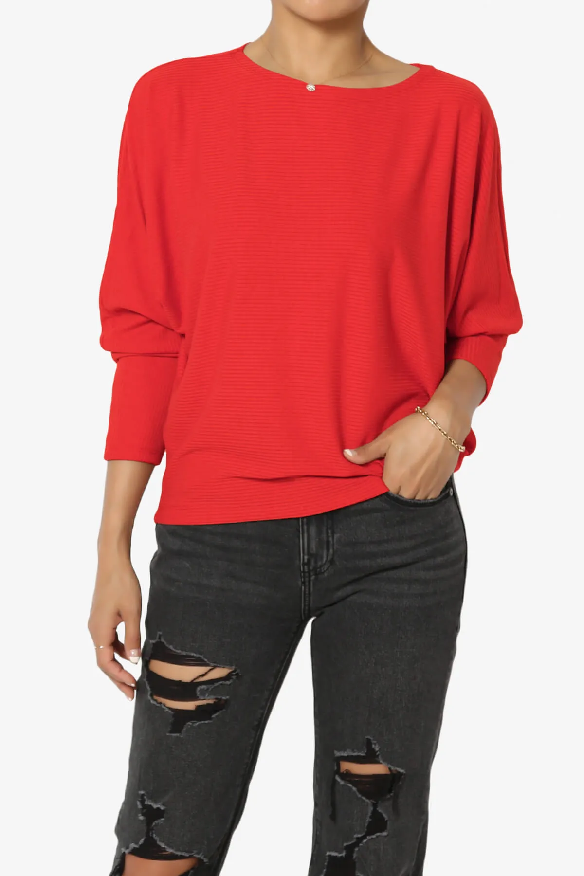 Pepper Dolman Sleeve Ribbed Top
