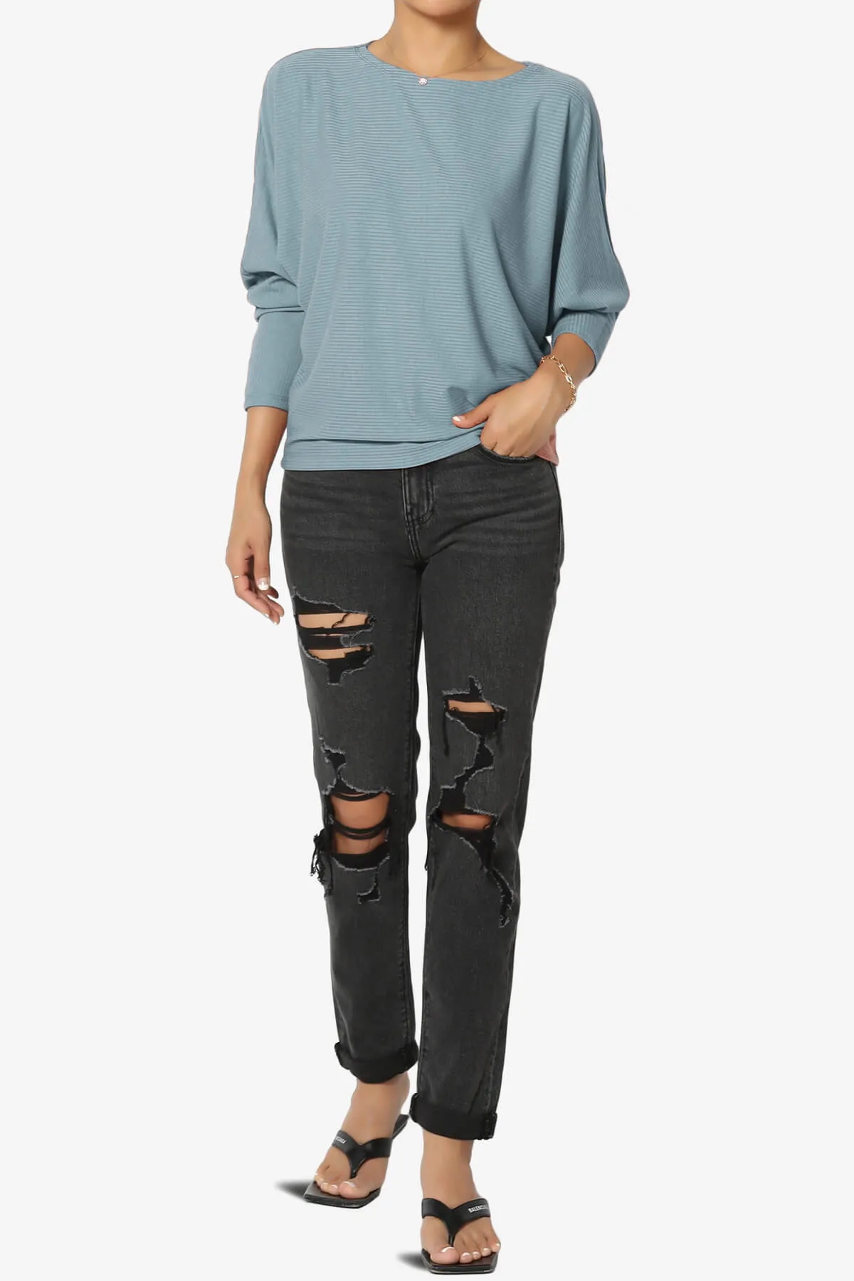 Pepper Dolman Sleeve Ribbed Top