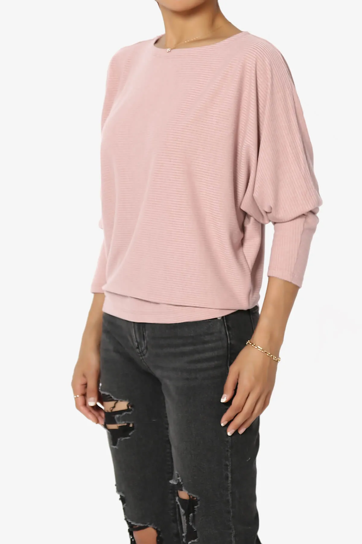 Pepper Dolman Sleeve Ribbed Top
