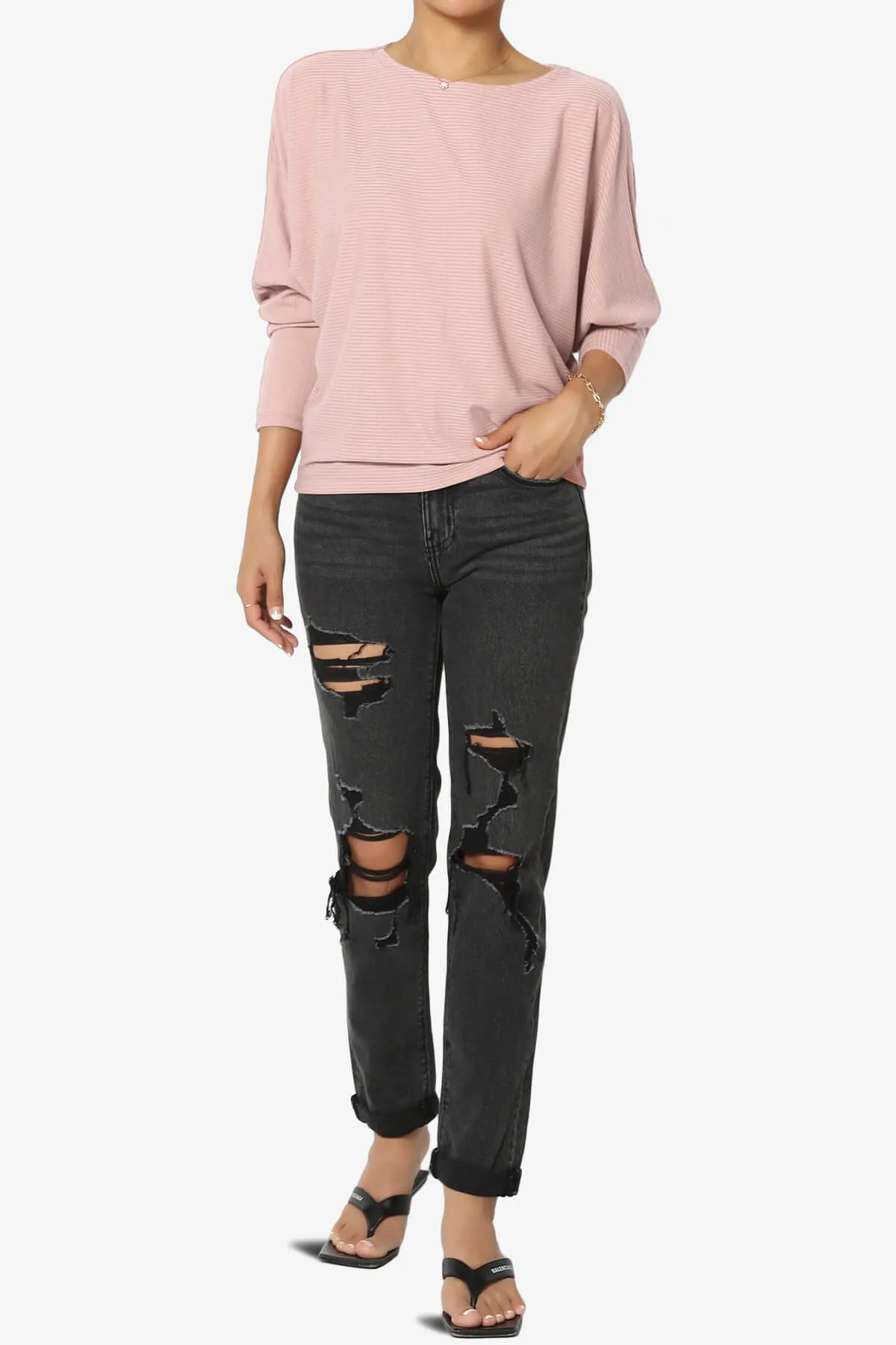 Pepper Dolman Sleeve Ribbed Top