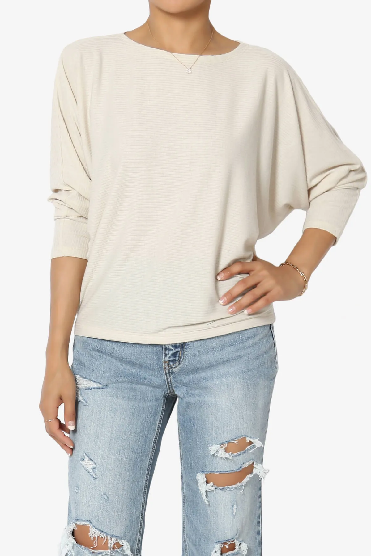 Pepper Dolman Sleeve Ribbed Top