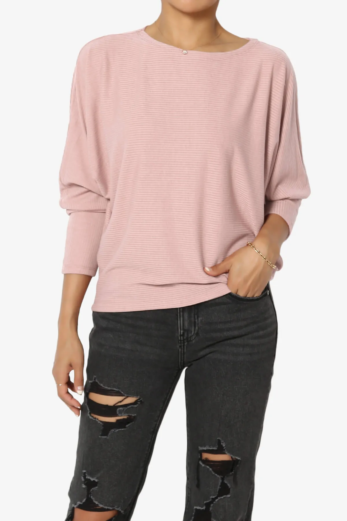 Pepper Dolman Sleeve Ribbed Top