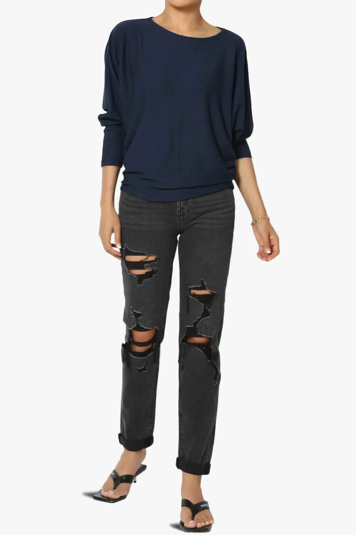 Pepper Dolman Sleeve Ribbed Top