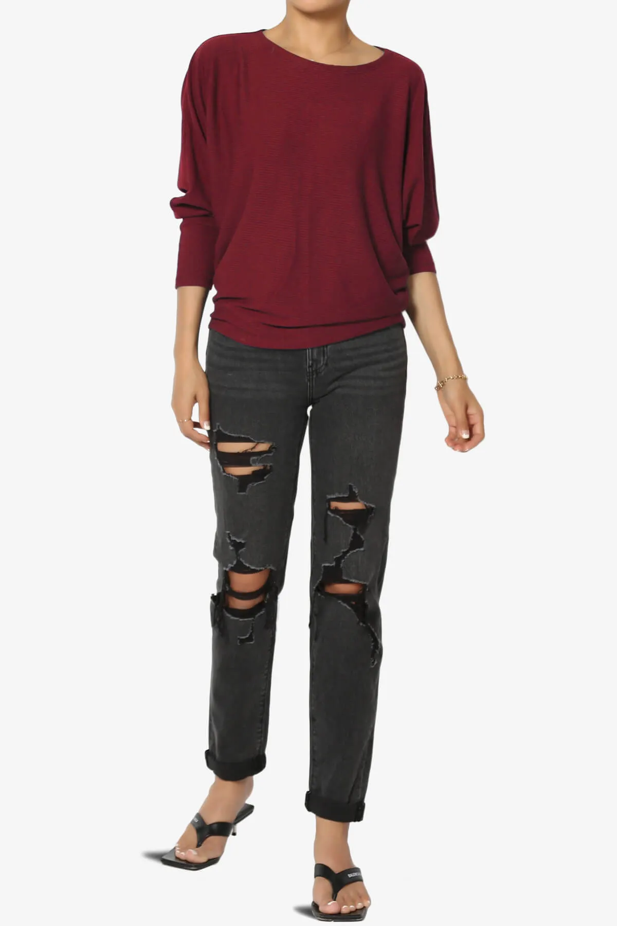 Pepper Dolman Sleeve Ribbed Top