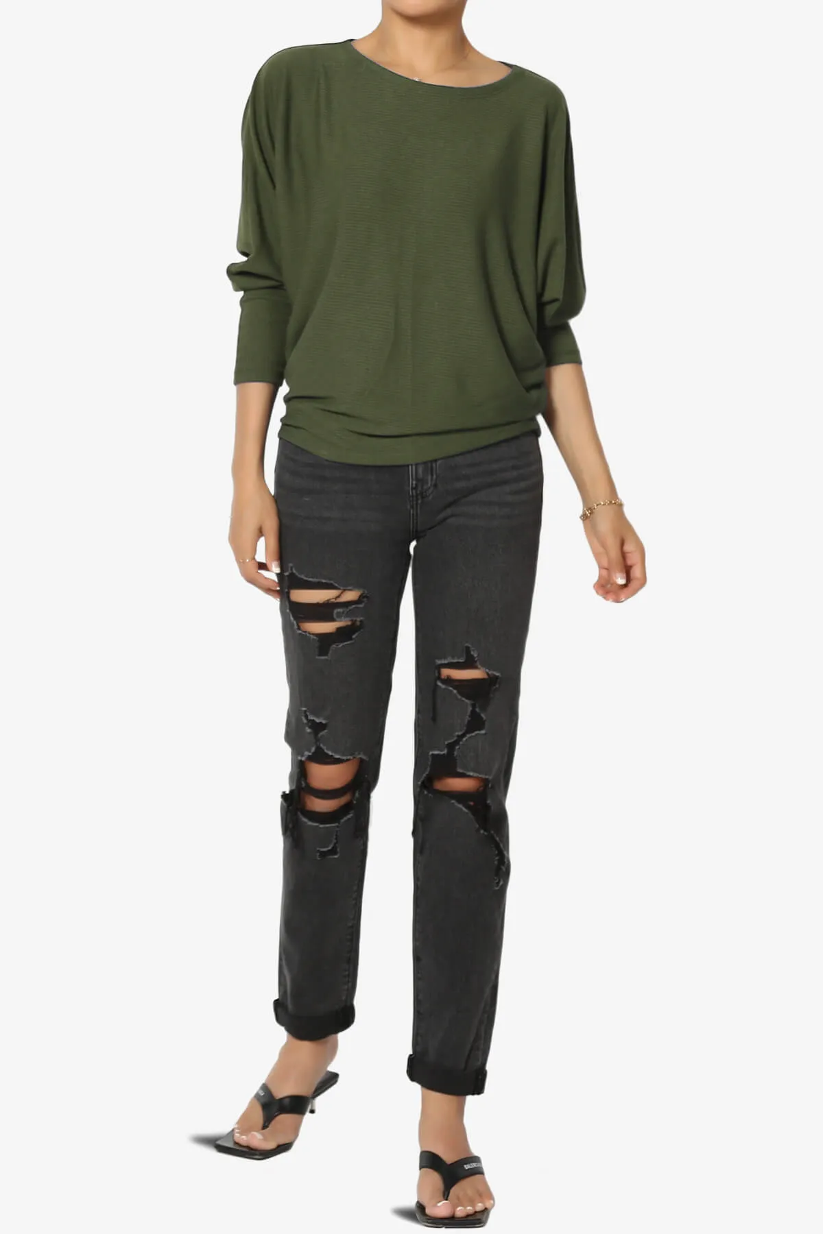 Pepper Dolman Sleeve Ribbed Top