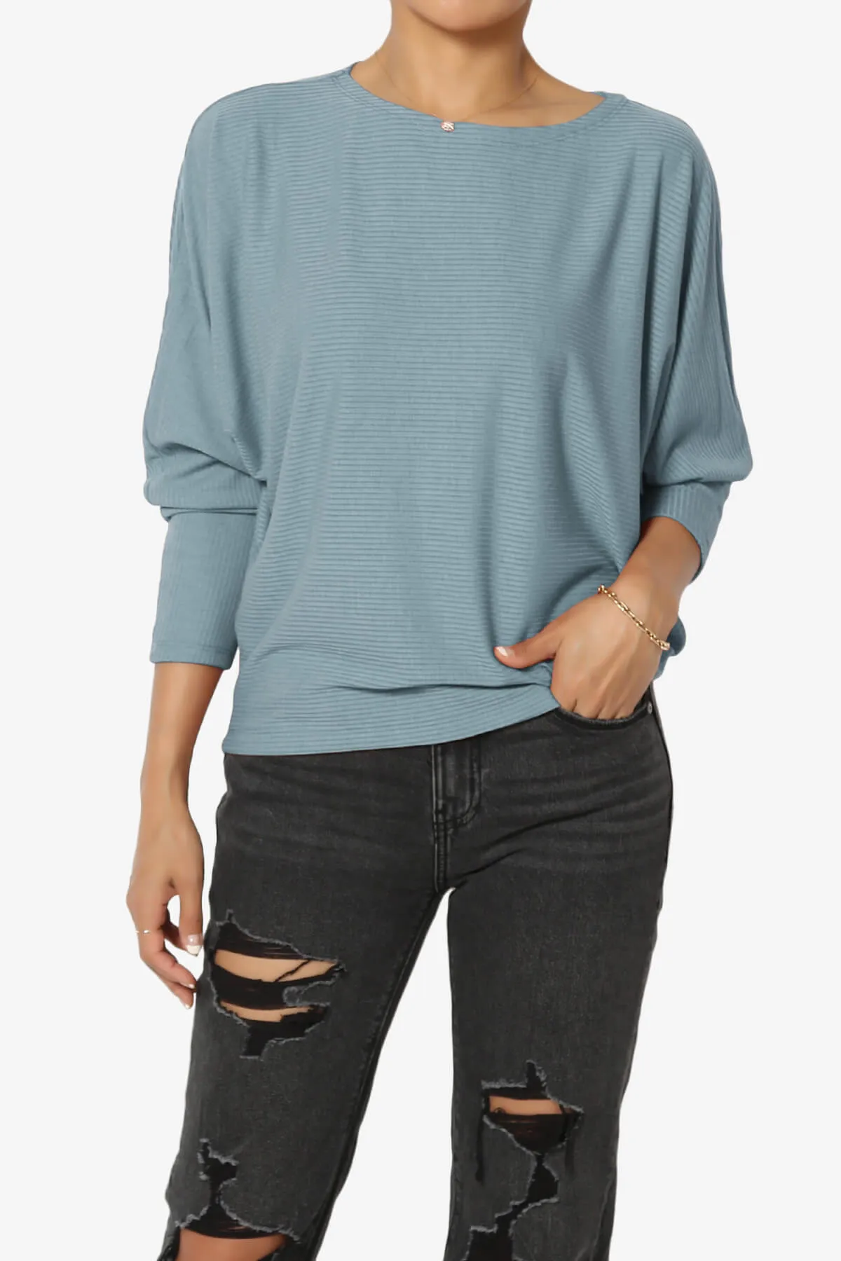 Pepper Dolman Sleeve Ribbed Top
