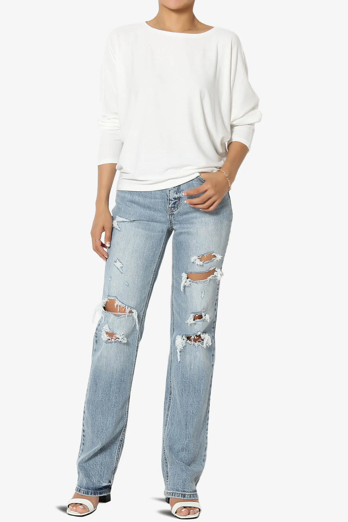 Pepper Dolman Sleeve Ribbed Top