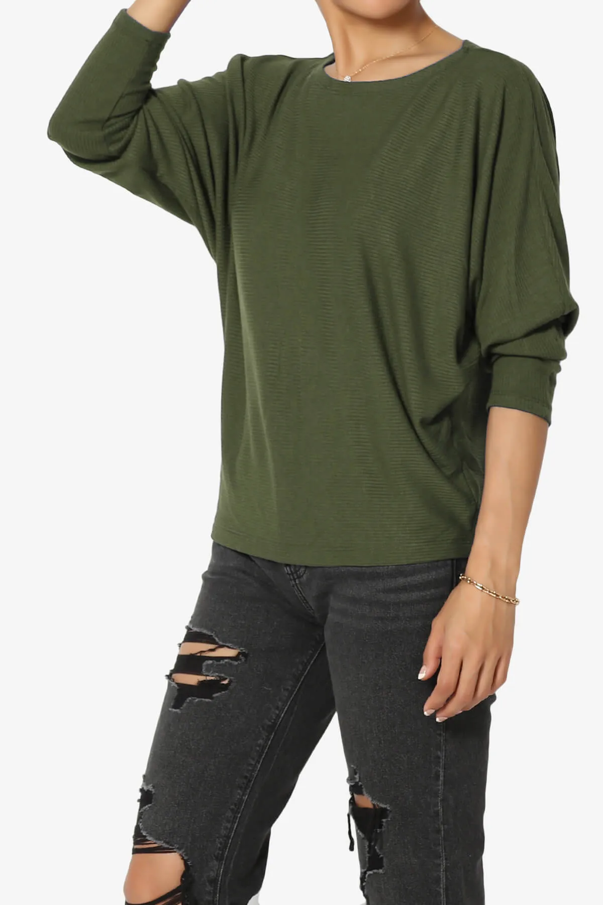Pepper Dolman Sleeve Ribbed Top