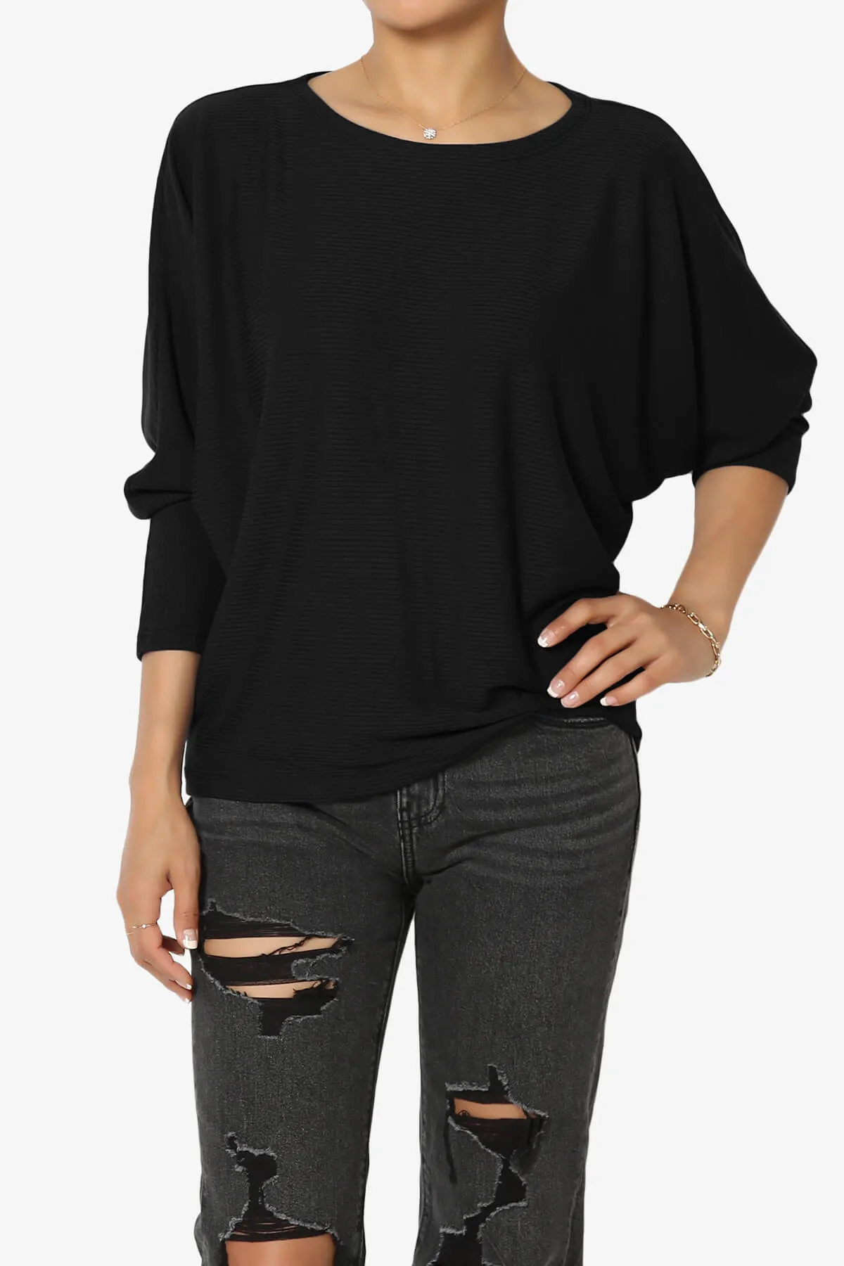 Pepper Dolman Sleeve Ribbed Top