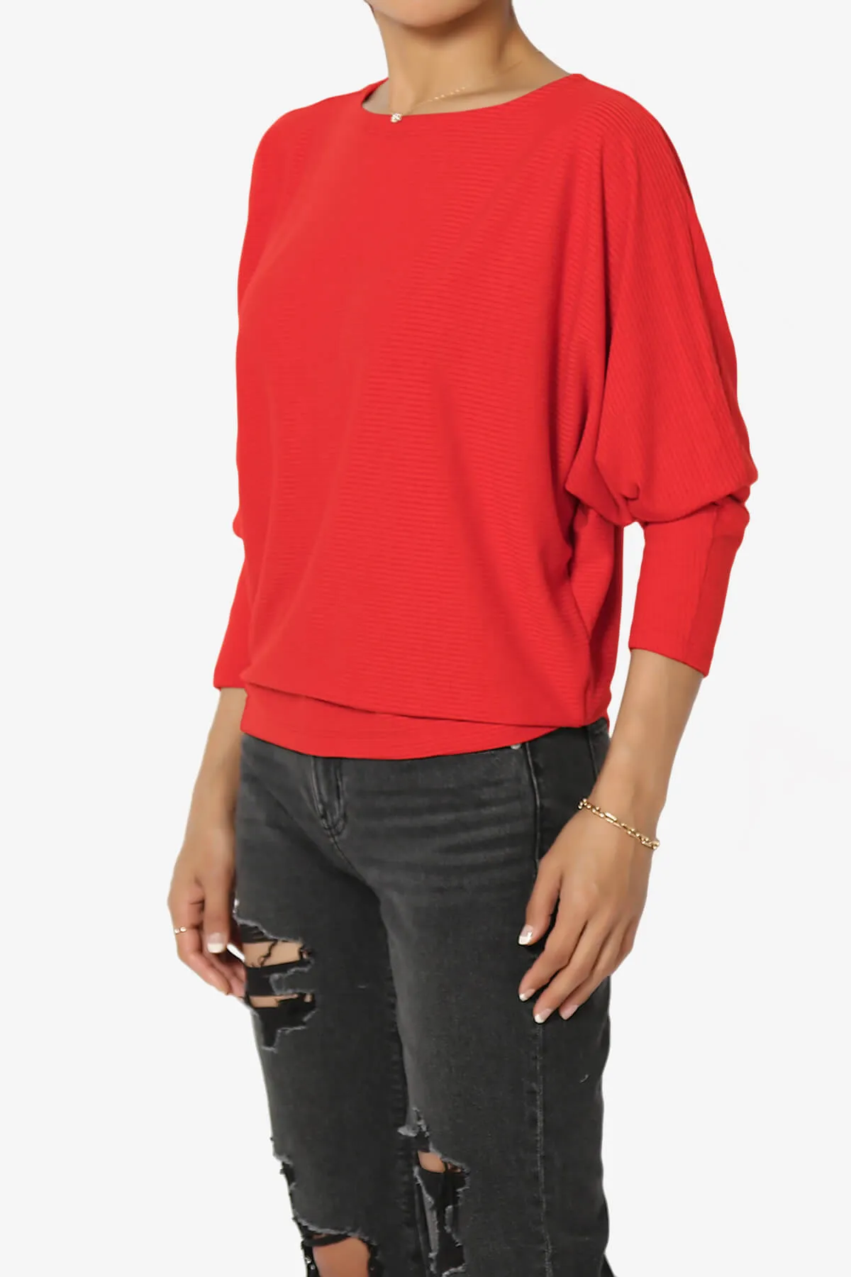 Pepper Dolman Sleeve Ribbed Top