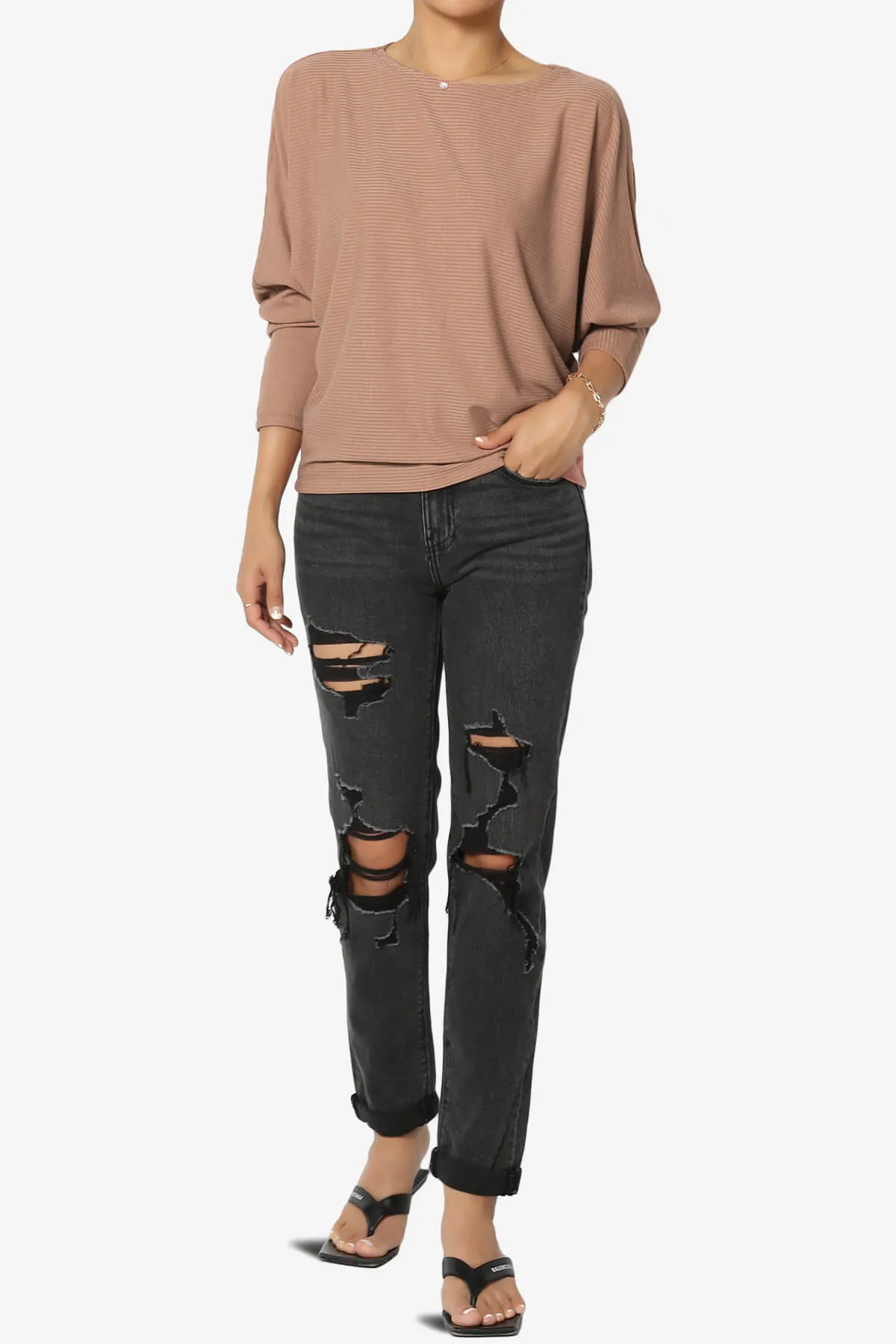 Pepper Dolman Sleeve Ribbed Top