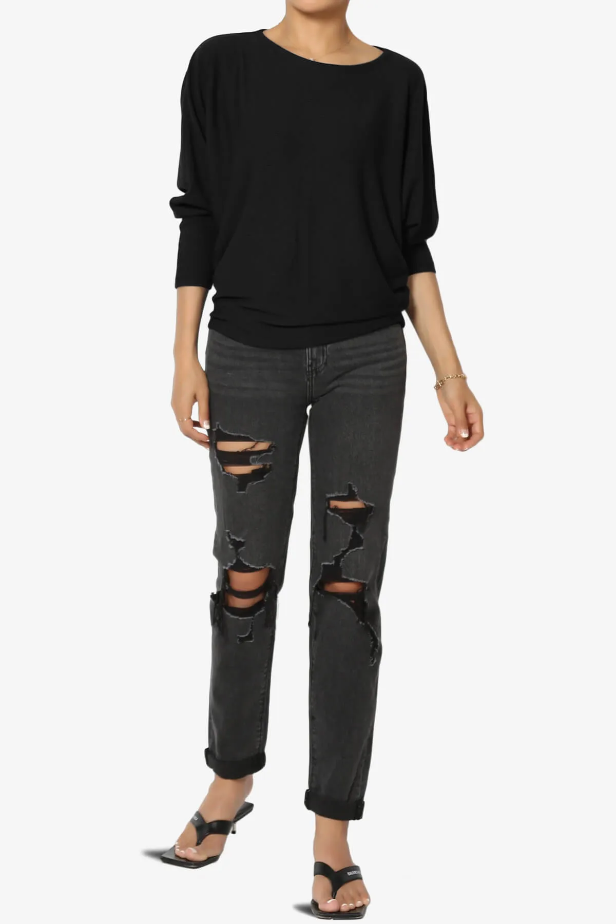 Pepper Dolman Sleeve Ribbed Top