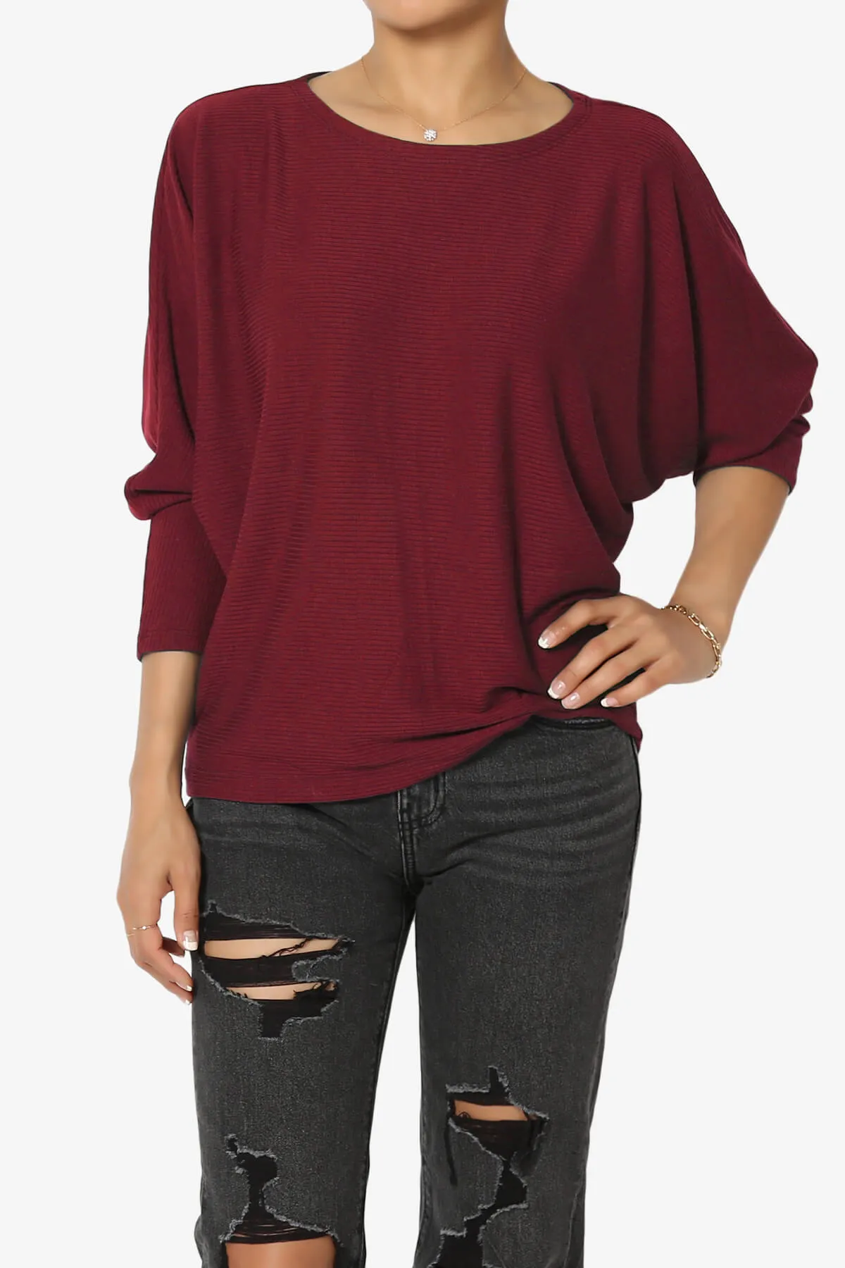 Pepper Dolman Sleeve Ribbed Top