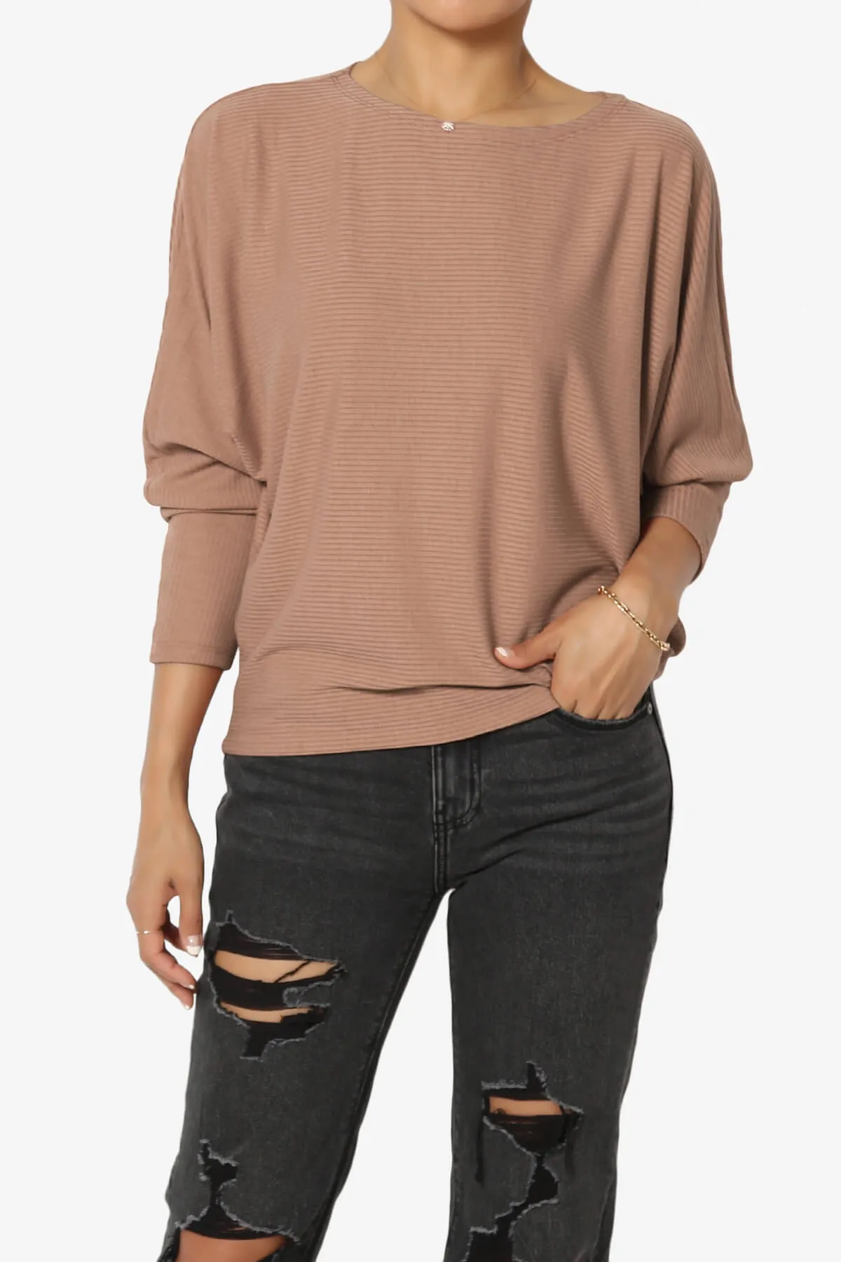 Pepper Dolman Sleeve Ribbed Top