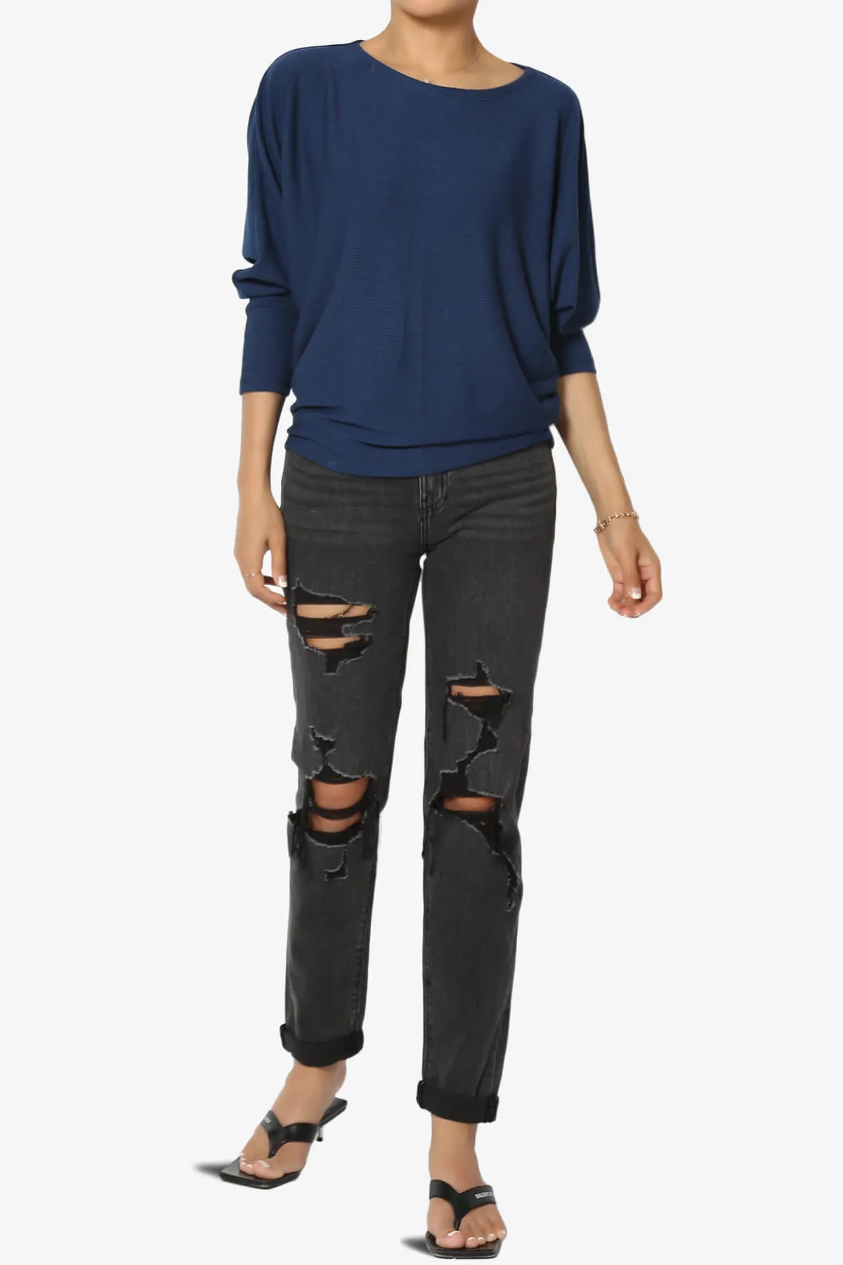 Pepper Dolman Sleeve Ribbed Top